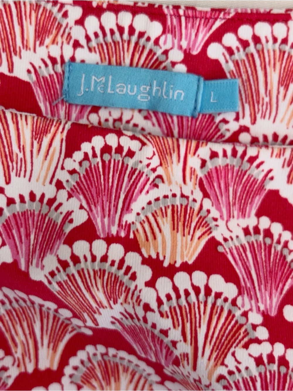 J. McLaughlin Pink Scalloped Print Wavesong Top Large - Picture 4 of 6